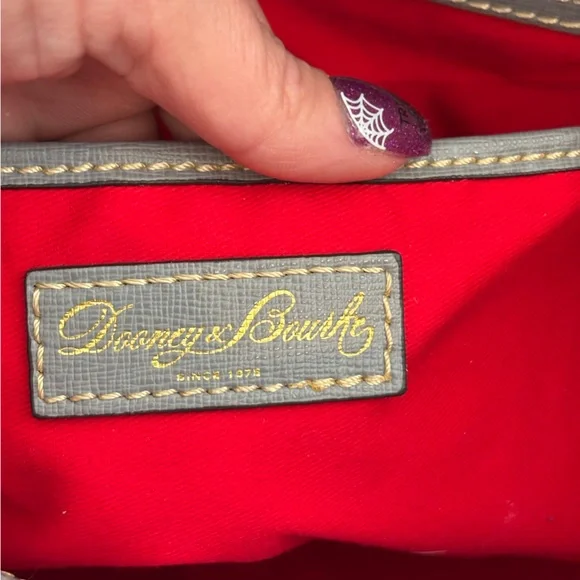Dooney & Bourke Large Gray Tote Bag Red Interior Authentic Designer Purse